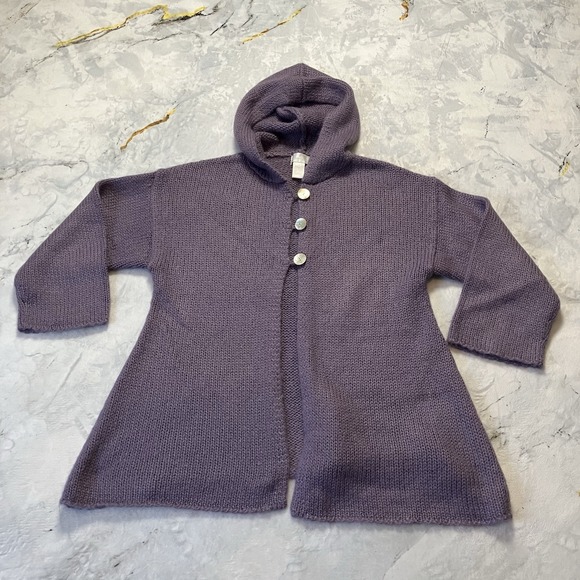 Soft Surroundings Sweaters - Soft Surroundings Sweater Womens Size M Purple Mohair Blend Hooded Cardigan